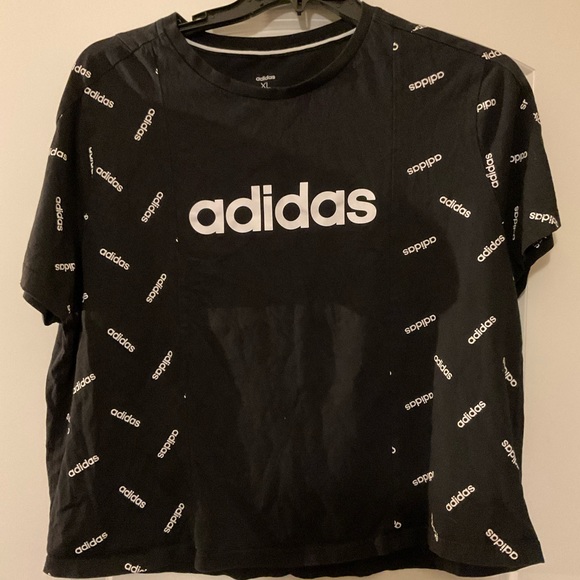Womens adidas logo Tshirt crop top - Picture 1 of 3